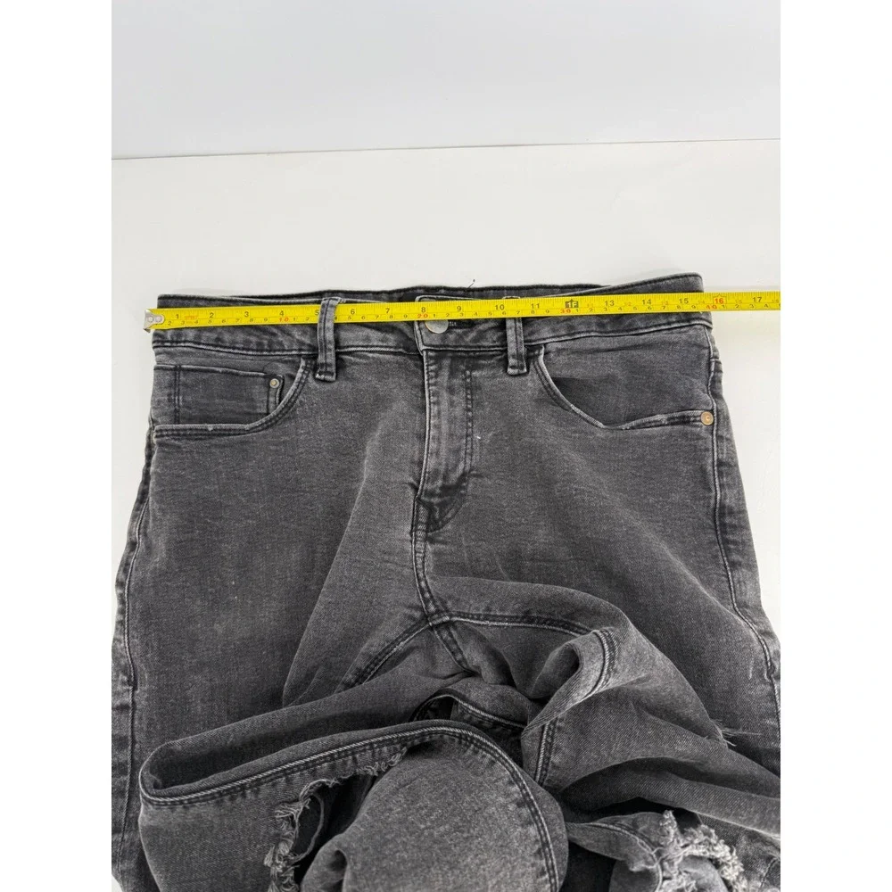 Bershka‎ Super Skinny Fit Distressed Jeans Black Faded Ripped Women's Sz 31 x 30
